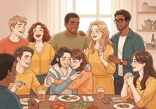 Friends sharing deep platonic love, not romantic