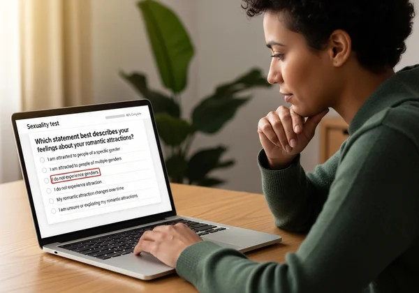 Person using a confidential online sexuality test