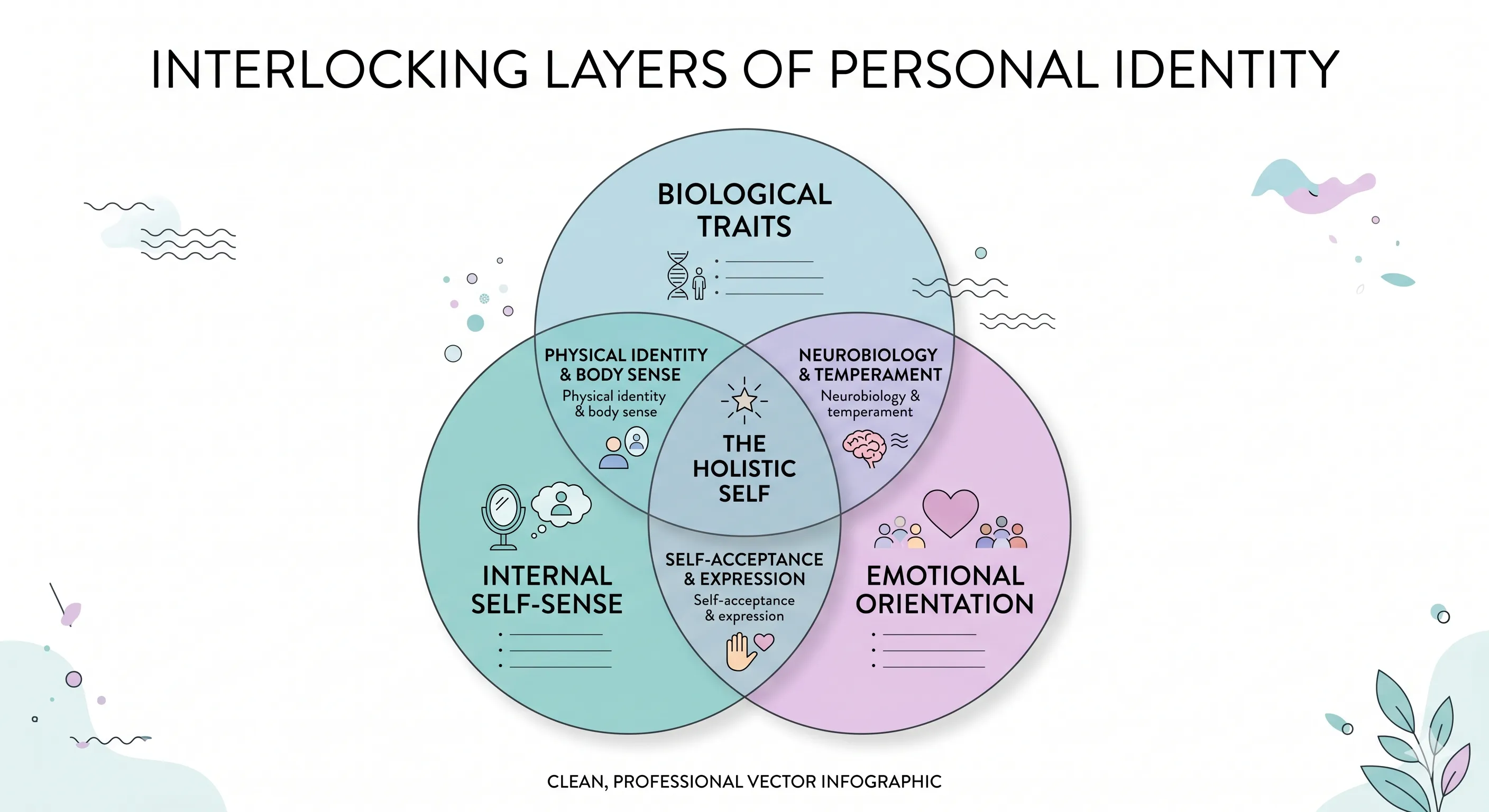 An abstract diagram showing interlocking layers of personal identity