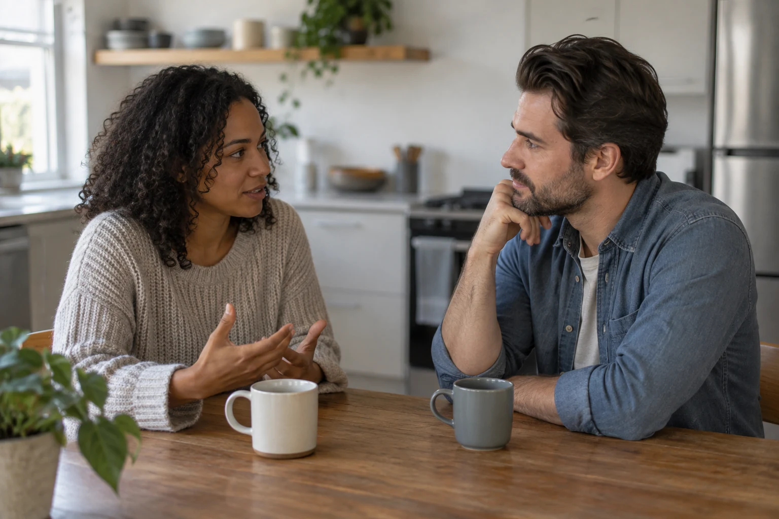 Couple talking respectfully